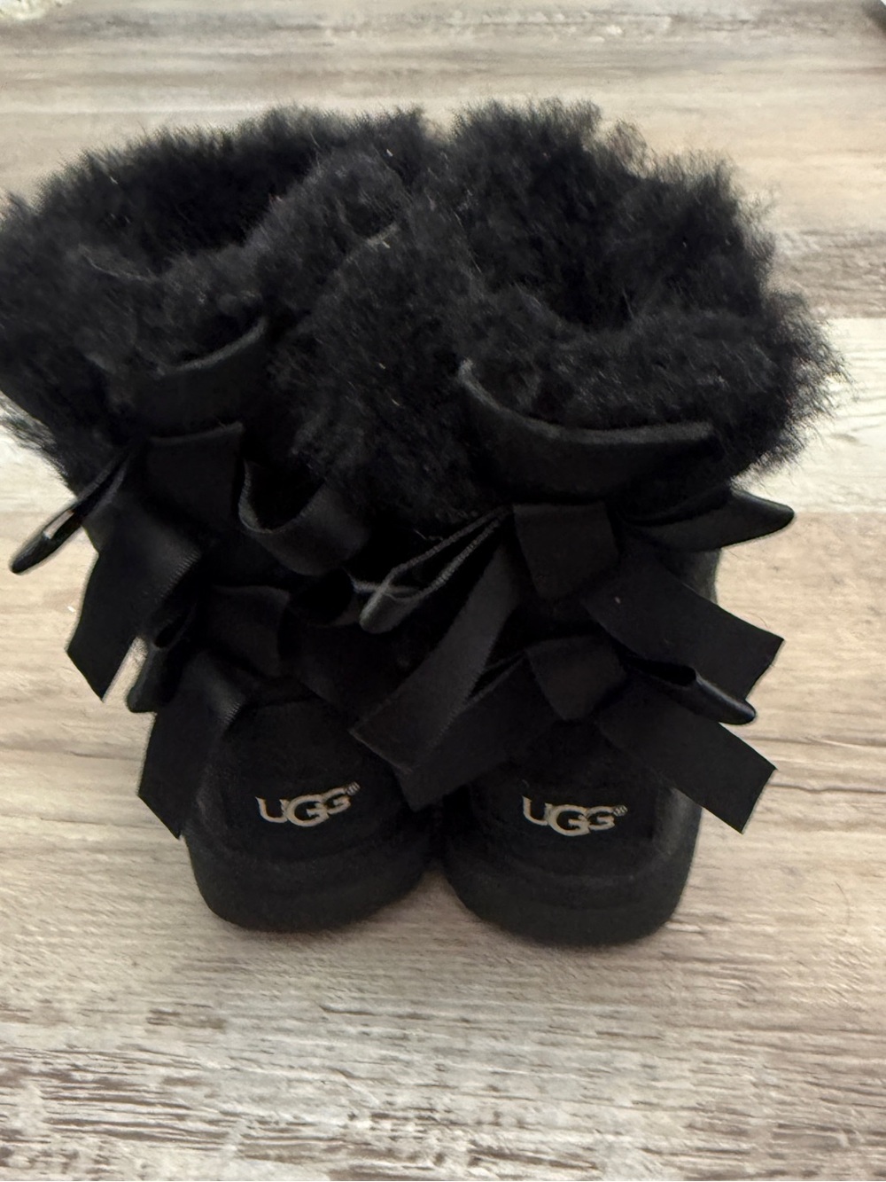 UGG Kids Black Bailey Bow Short Boots